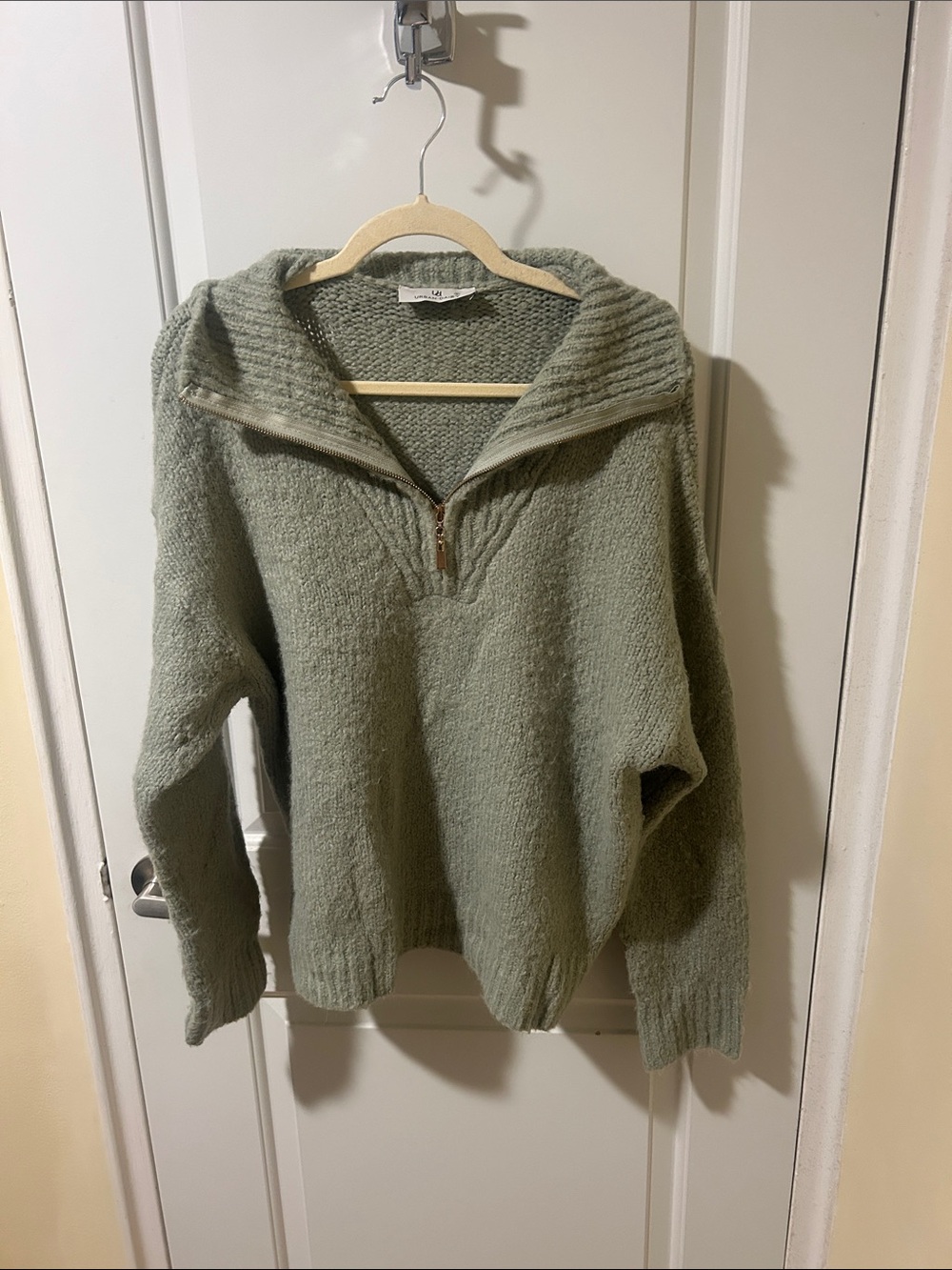 Relaxed Half-Zip Turtleneck Sweater - Sage Green